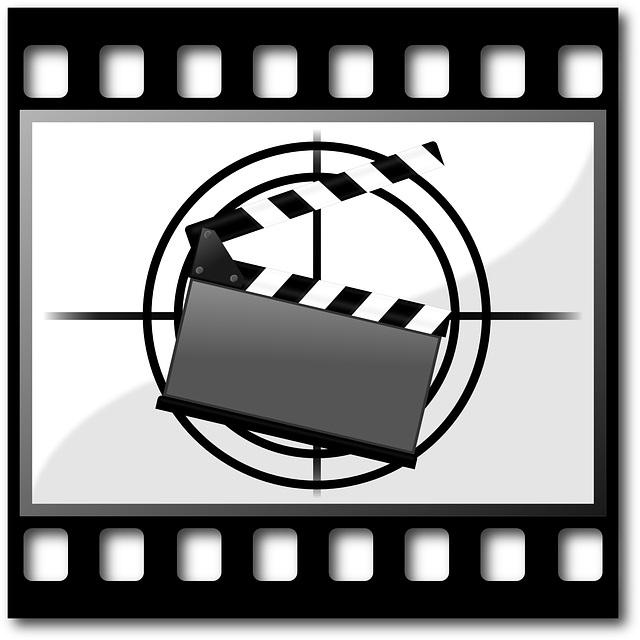 image of a clapboard in between a video reel.