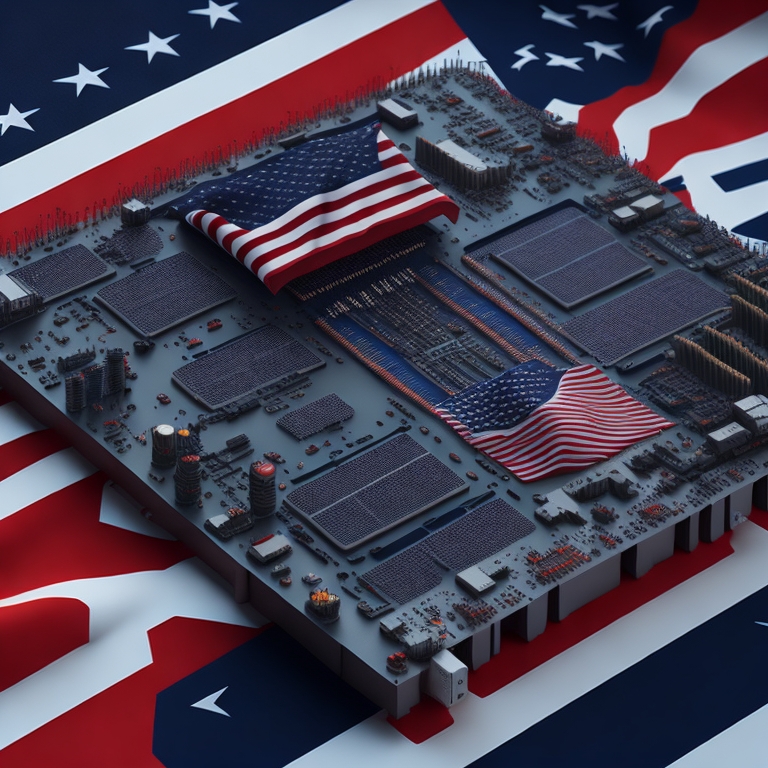 micro chip with US Flag on it